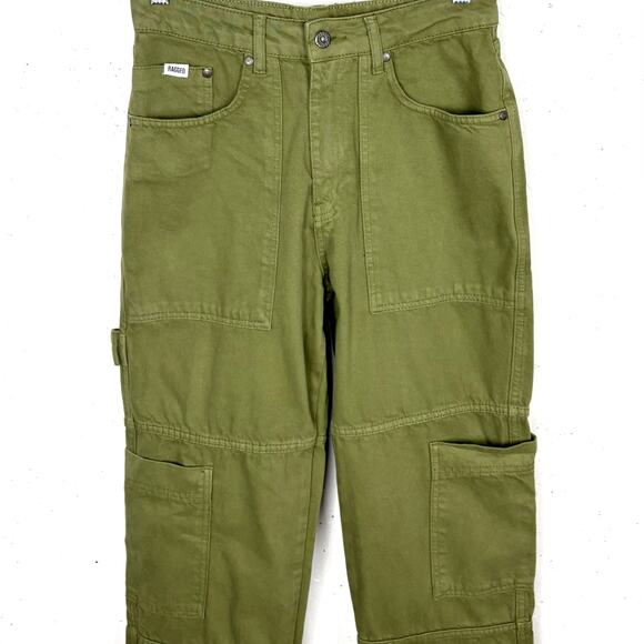 Ragged Priest Combat Jeans Green Khaki Denim High Rise Organic Cotton Cargo 28 - Picture 11 of 16